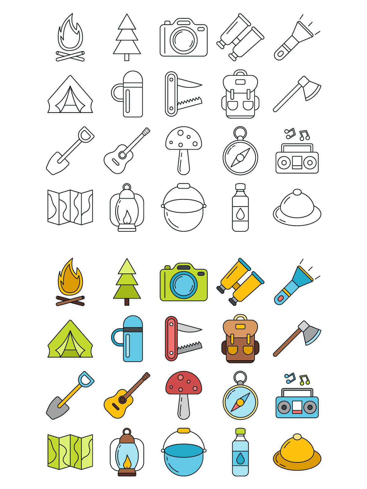 1200x1599 Free Camping Vector Icon Set