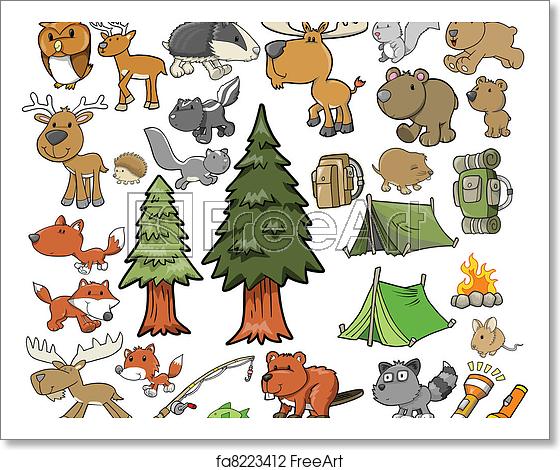 560x470 Free Art Print Of Outdoor Wildlife Camping Vector Set Outdoors