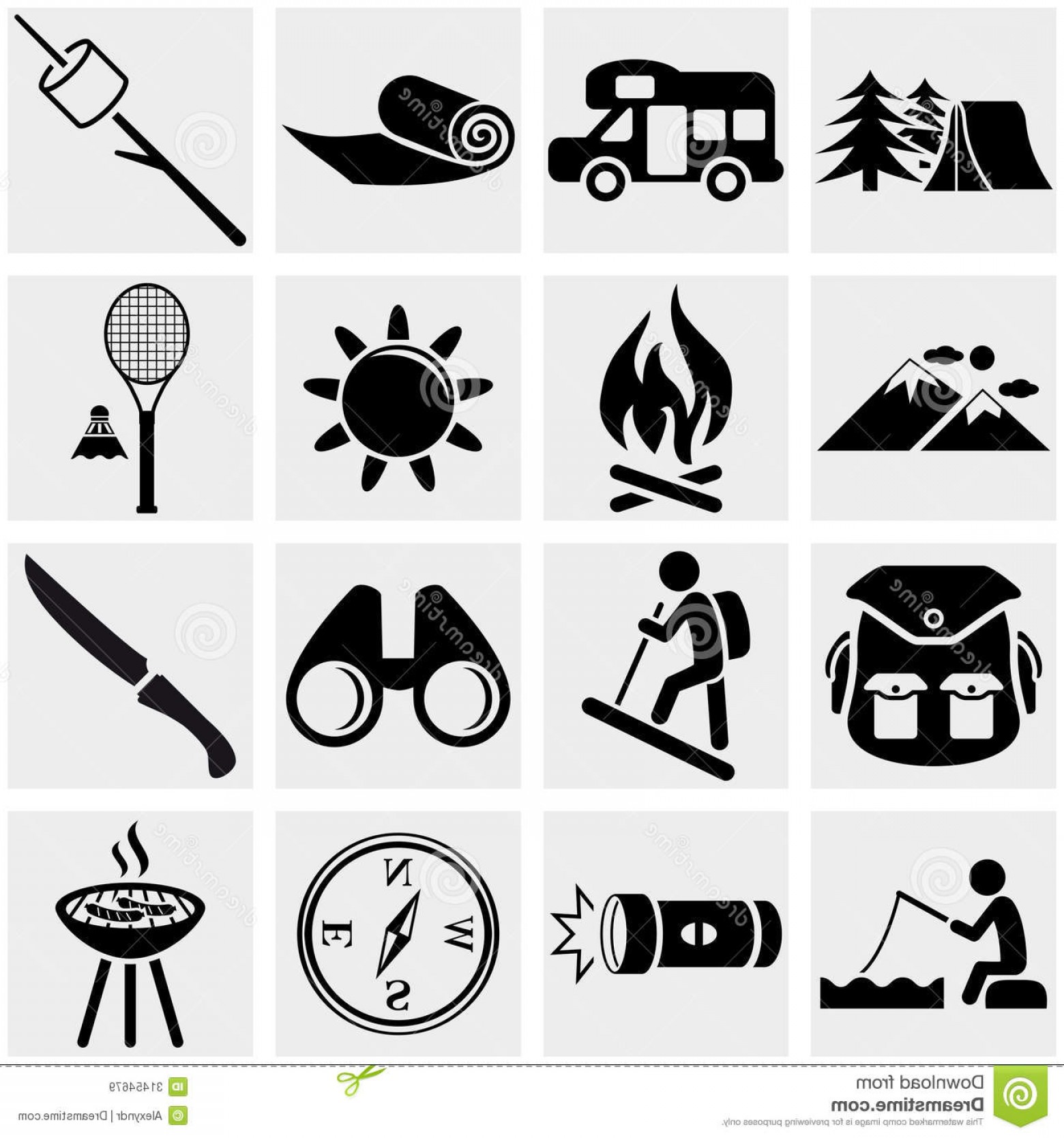 1560x1668 Royalty Free Stock Images Camping Vector Icon Set Gray Icons