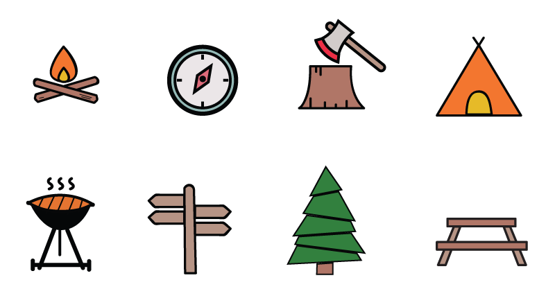 800x440 Free Camping Vector Graphics Pack