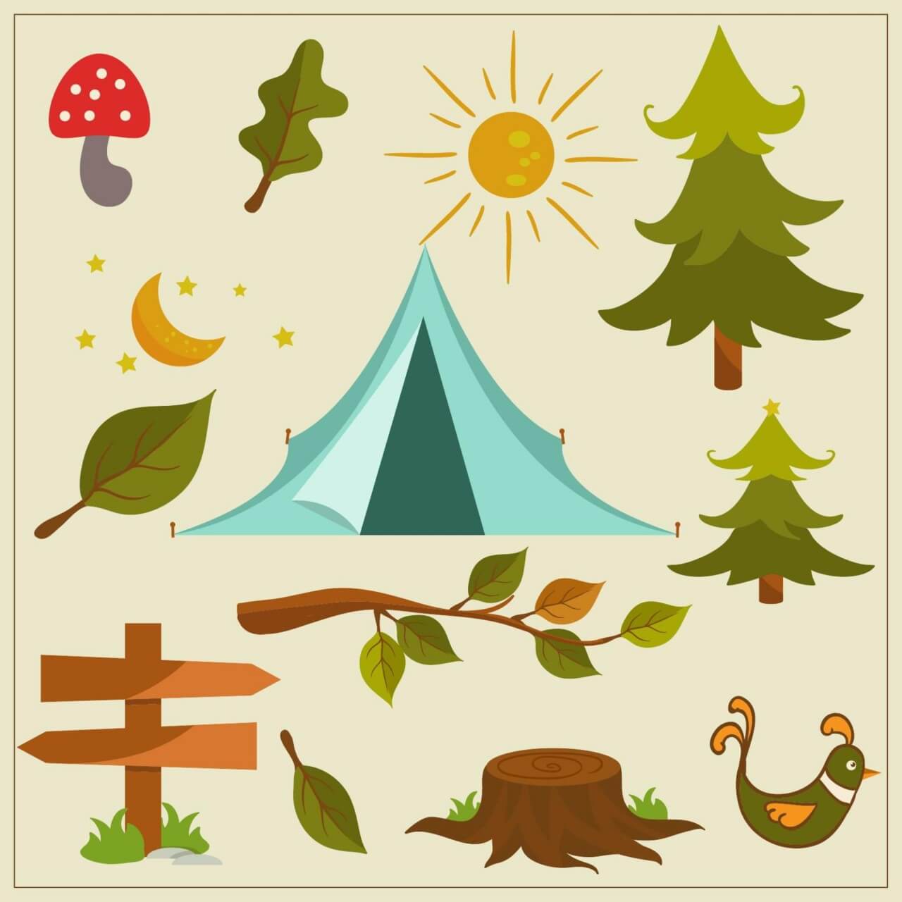 1280x1280 Free Vector Nature Camping Vector Elements