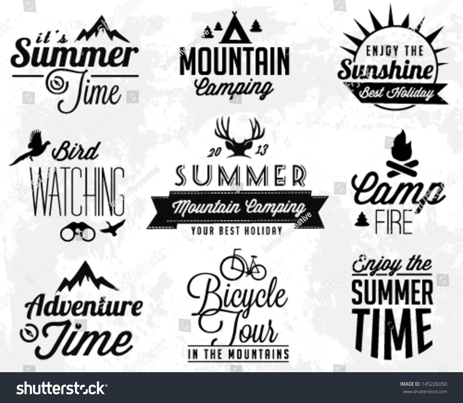 1500x1306 Summer Camping Vector Calligraphy Design Elements In Retro Style