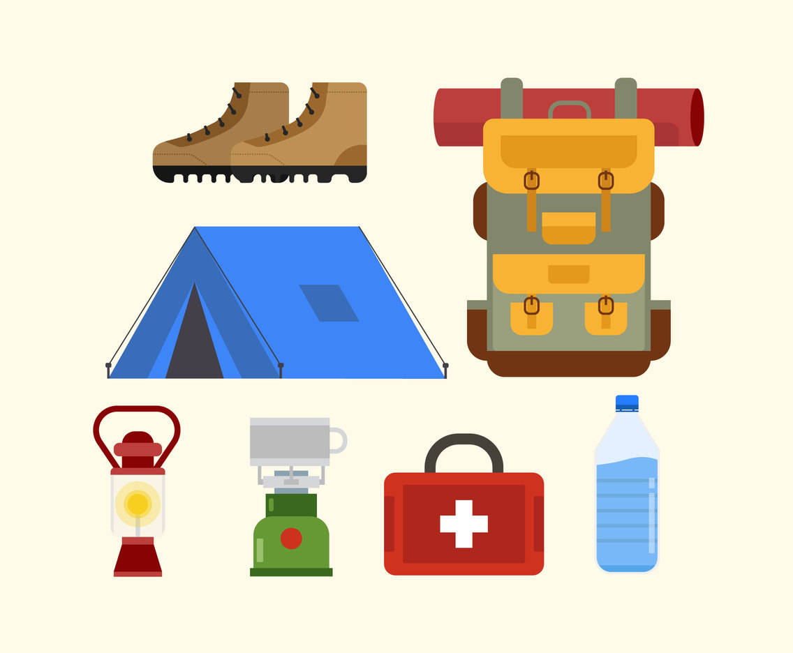 1136x936 Supplies For Camping Vector Vector Art Graphics