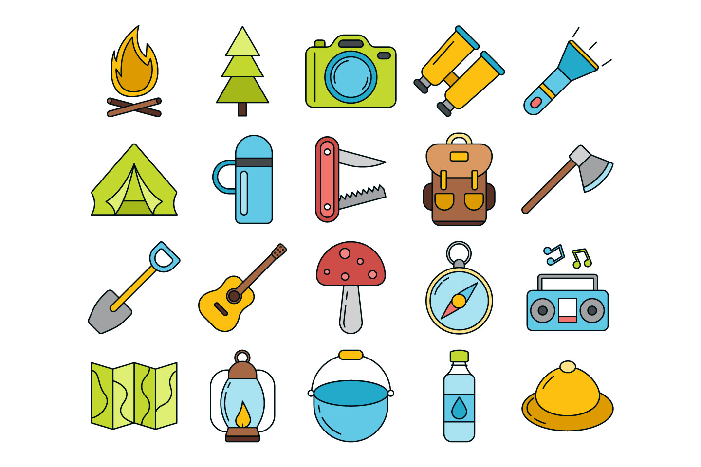 1440x960 Camping Vector Free Icon Set