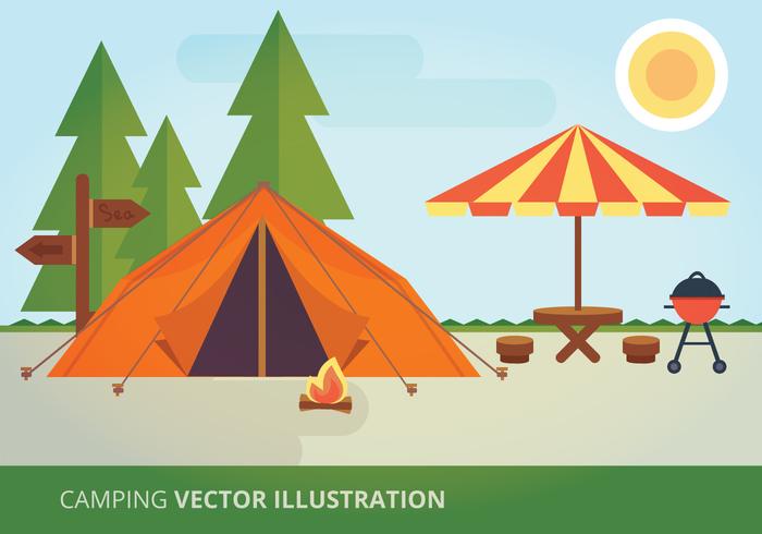 700x490 Camping Vector Illustration