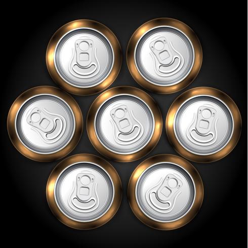 490x490 Realistic Pack Of Beer Or Soda Can From The Top, Vector