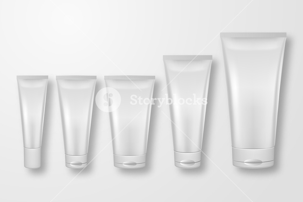 1000x668 Vector Realistic White Blank Plastic Closed Cosmetic Tube Icon Set