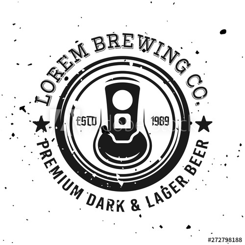 500x500 Beer Can Top View Vector Emblem, Label, Badge