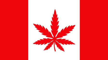 450x253 Canada Flag With Marijuana Weed Leaf Vector Flat Illustration
