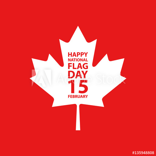 500x500 National Flag Day Of Canada Greeting Card With Maple Leaf Vector