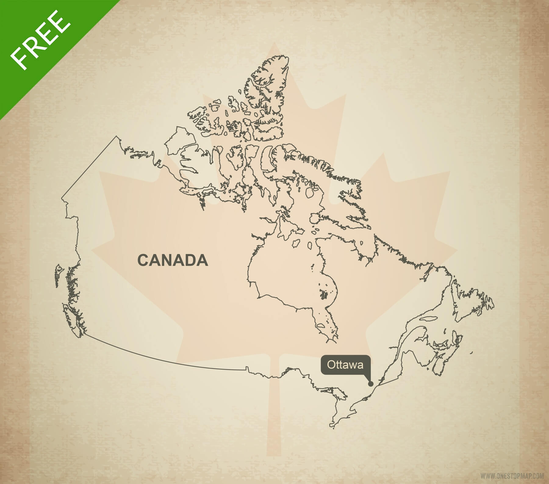 1800x1586 Free Vector Map Of Canada Outline One Stop Map