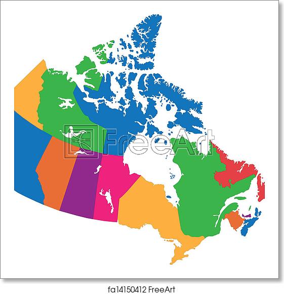 561x581 Free Art Print Of Canada Map Vector Colorful Canada Map