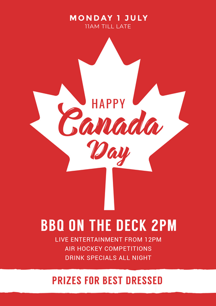 440x622 Happy Canada Day Template With Large White Maple Leaf Vector
