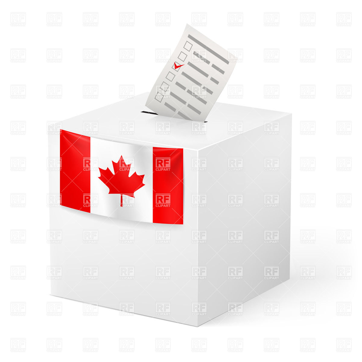 1200x1200 Voting Paper And Ballot Box With Flag Of Canada Vector Image