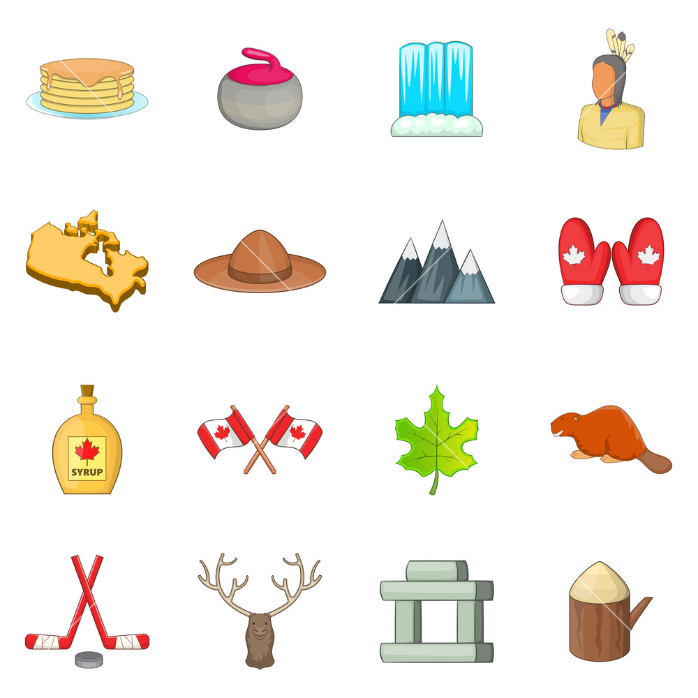 1000x1000 Canada Icons Set Cartoon Illustration Of Canada Travel Items