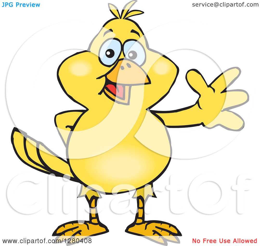 1080x1024 Clipart Of A Friendly Waving Yellow Canary Bird