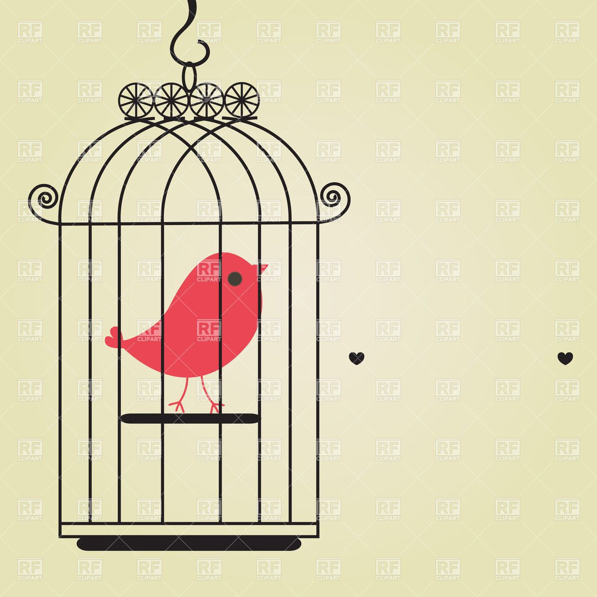 1200x1200 Red Canary Bird In Birdcage Vector Image Of Plants And Animals