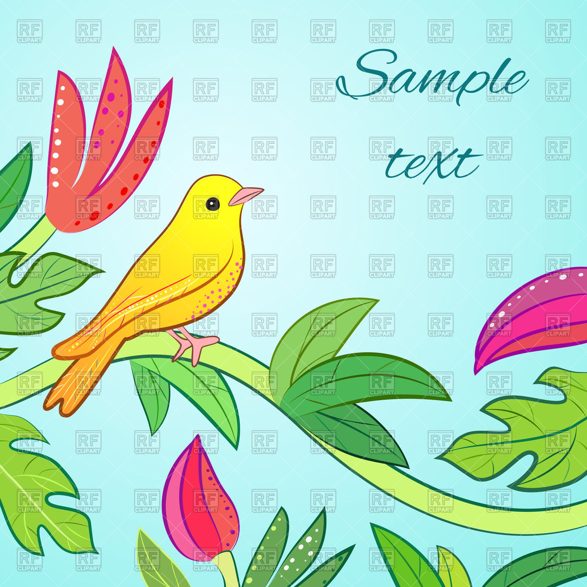 1200x1200 Yellow Canary Bird Sitting On The Blossoming Branch With Flowers