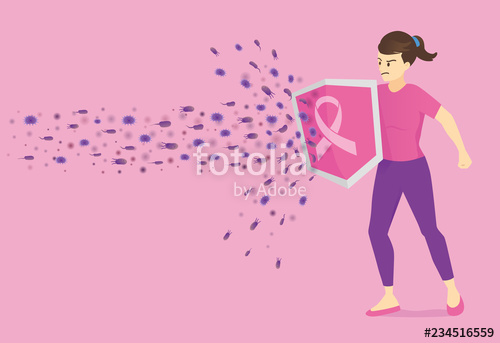 Woman Used Shield With Breast Cancer Logo For Protect Cancer Cell 500x343 Woman Used Shield With Breast Cancer Logo For Protect Cancer Cell