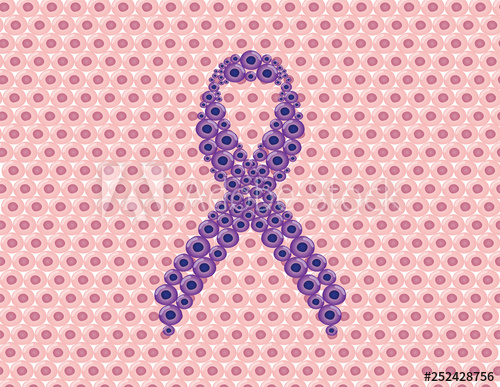 Cancer Cell With Ribbon Shape Vector 500x387 Cancer Cell With Ribbon Shape Vector