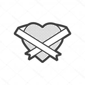 300x300 Heart Awareness Ribbon Outline Icon Linear Style Sign Mobile