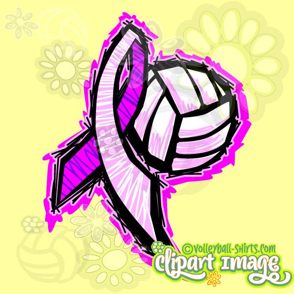 600x600 Volleyball Cancer Ribbon