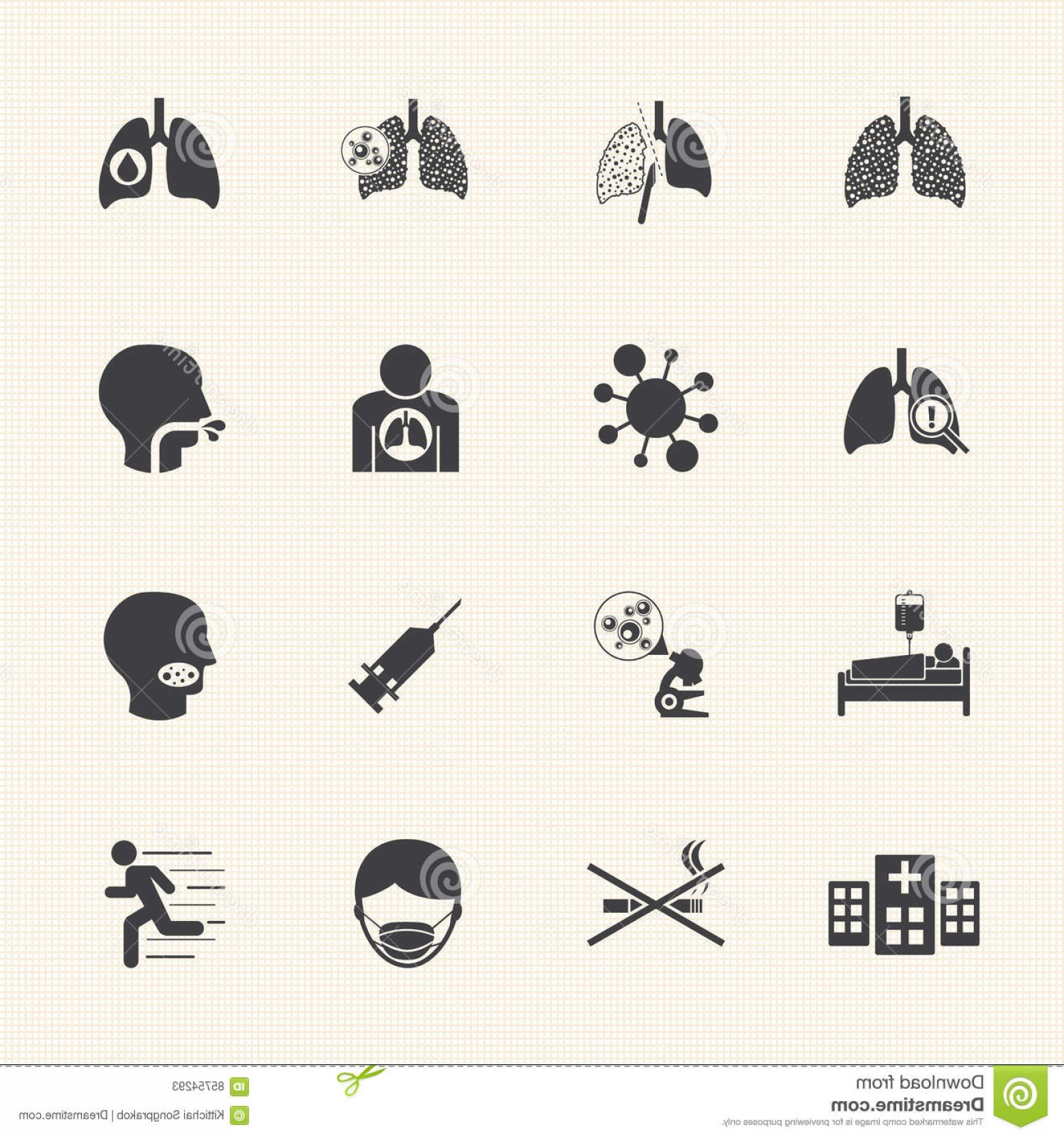 1560x1668 Stock Illustration Lung Cancer Cause Prevention Vector Icons Set