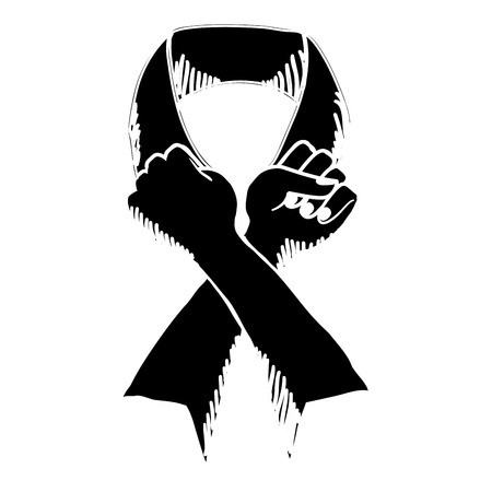 450x450 Black Hand Making The Symbol Breast Cancer, Vector Illustration