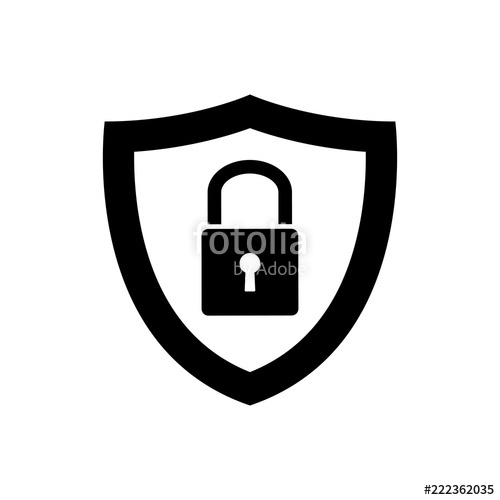 500x500 Logotipo Escudo Con Candado En Color Negro Stock Image