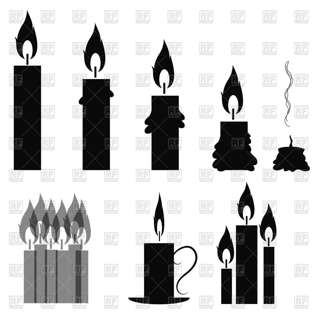 Set Of Burning Retro Candles Vector Image Of Objects 1200x1200 Set Of Burning Retro Candles Vector Image Of Objects