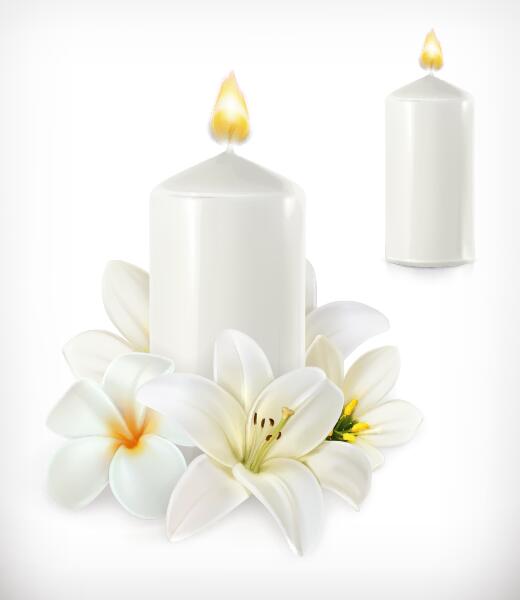 White Flower With Candle Vector Free Download 520x600 White Flower With Candle Vector Free Download
