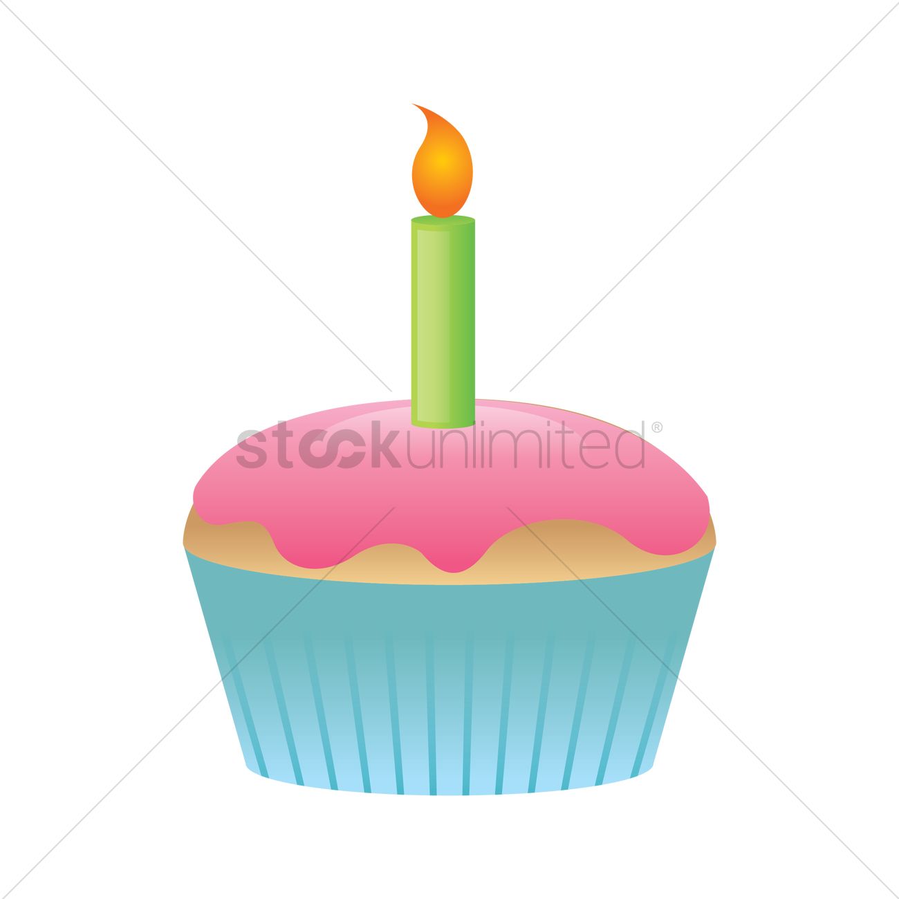 Free Cupcake With A Candle Vector Image 1300x1300 Free Cupcake With A Candle Vector Image
