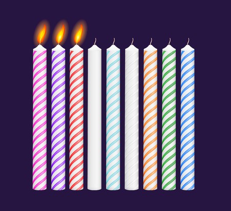 Set Of Birthday Multicolored Candles New, Burning Candles Vector 450x412 Set Of Birthday Multicolored Candles New, Burning Candles Vector