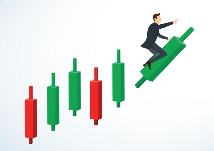 Businessman Riding On Candlestick Chart Background Vector 693x490 Businessman Riding On Candlestick Chart Background Vector