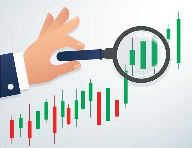 Hand Holding The Magnifying Glass And Candlestick Chart Stock 635x490 Hand Holding The Magnifying Glass And Candlestick Chart Stock