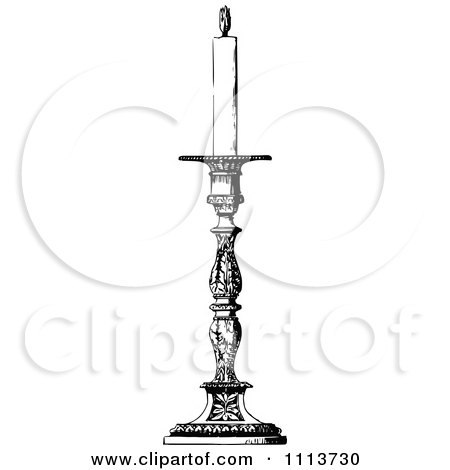 450x470 Clipart Vintage Black And White Candlestick