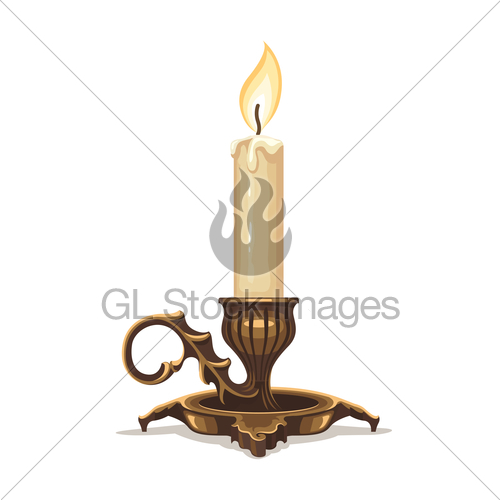 500x500 Burning Candle In Bronze Candlestick Gl Stock Images