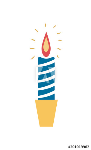 302x500 Burning Wax Candle Candlestick Vector Illustration