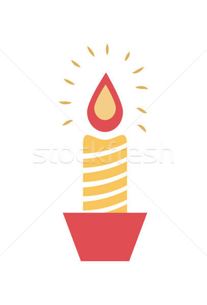 407x600 Burning Wax Candle Candlestick Vector Illustration Vector