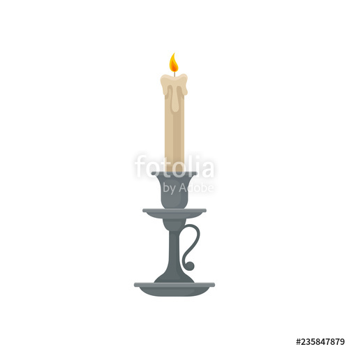 500x500 Burning Candle In Vintage Candle Holder, Candlestick, Vector