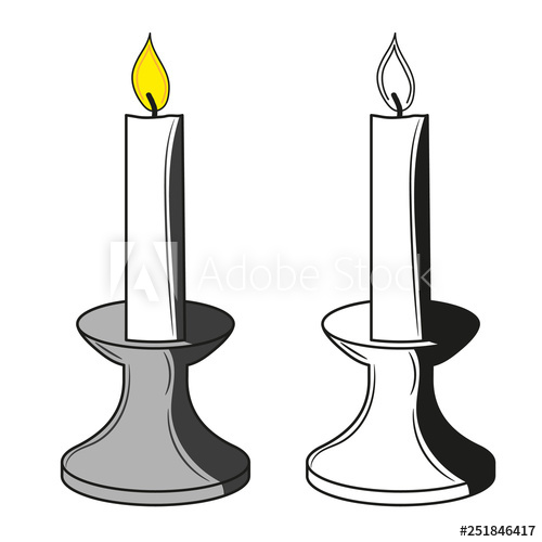 500x500 Candle With Flame On Candlestick Vector Illustration