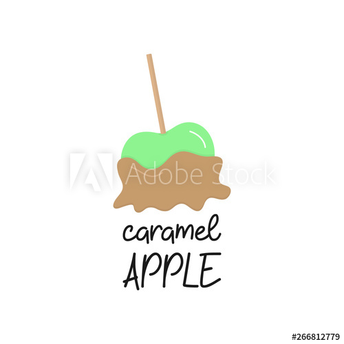 500x500 Caramel Apple Vector Graphic Illustration Icon With Writing Green
