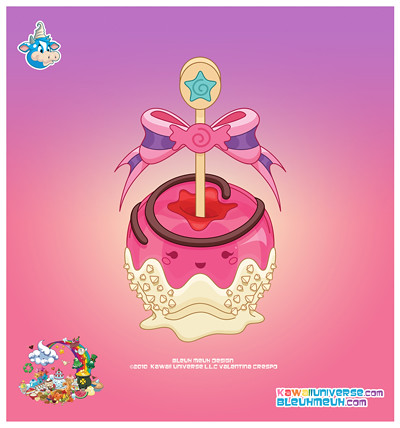 400x428 Kawaii Pink Candy Apple Vector Closer Look