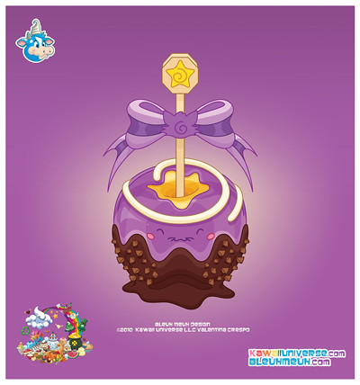 400x428 Kawaii Purple Candy Apple Vector Closer Look