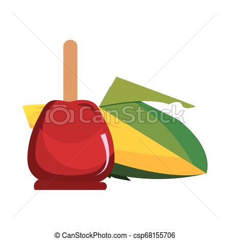 450x470 Sweet Candy Apple And Corn Cob Vector Illustration