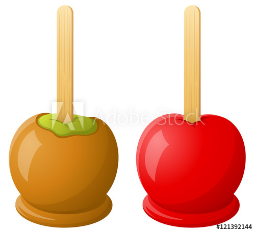 500x455 Vector Illustration Of A Caramel Apple And A Red Candy Apple