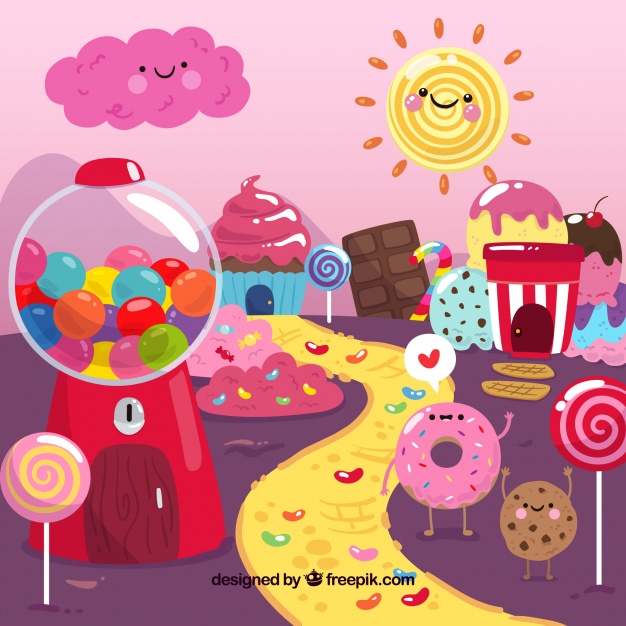 626x626 Colorful Candy Land Background Vector Free Download