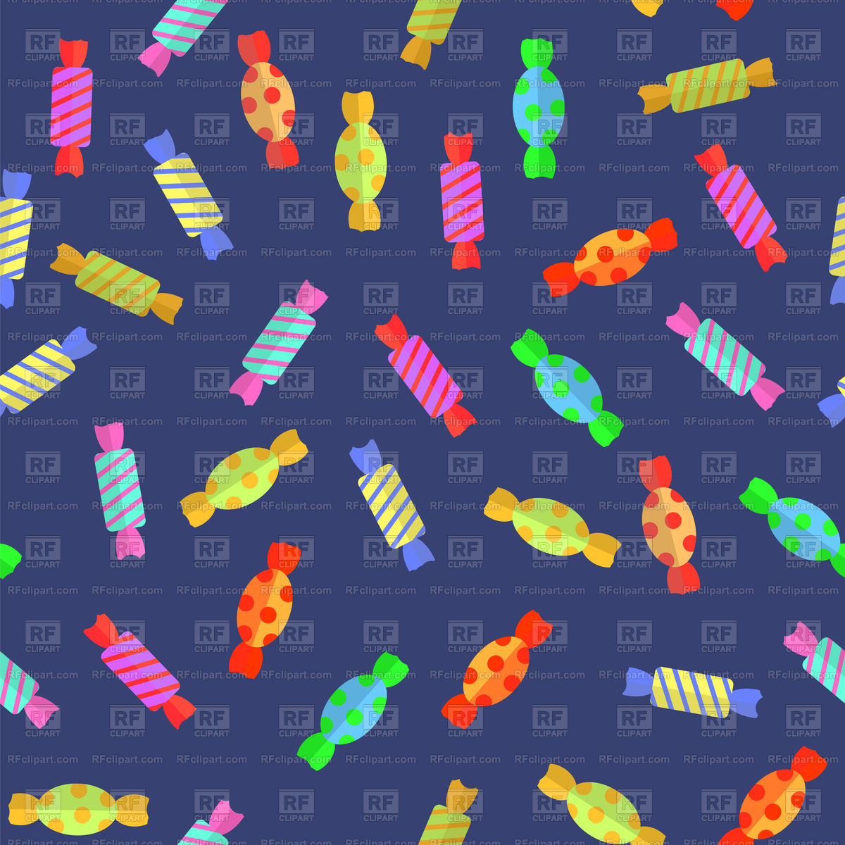1200x1200 Sweet Colored Candy Seamless Pattern On Blue Background Vector