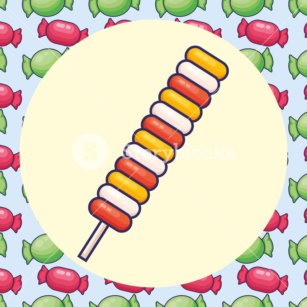 1000x1000 Candy Stick Icon Over Yellow Circle And Candies Background