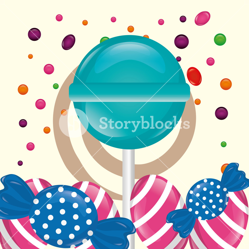 1000x1000 Sweet Candy Mint Lollipop Caramels Chips Background Vector